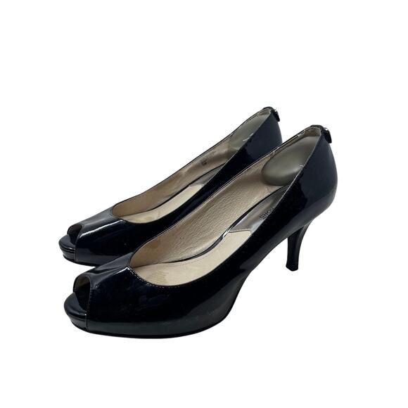 Michael Michael Kors Patent Leather Peep Toe Pumps - Picture 2 of 11